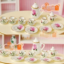 Мини кукольный домик мини Мебель 15 компл. из Роза чайная керамическая с бутонами