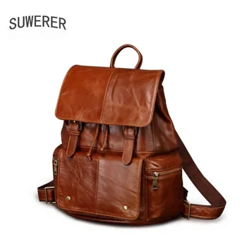 

2020 New Women Leather backpack male Fashion trend casual men's travel bag retro original first layer leather backpack