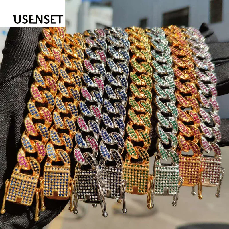 USENSET, ожерелье в стиле хип-хоп с цирконием, браслет для мужчин, браслет на цепочке для женщин