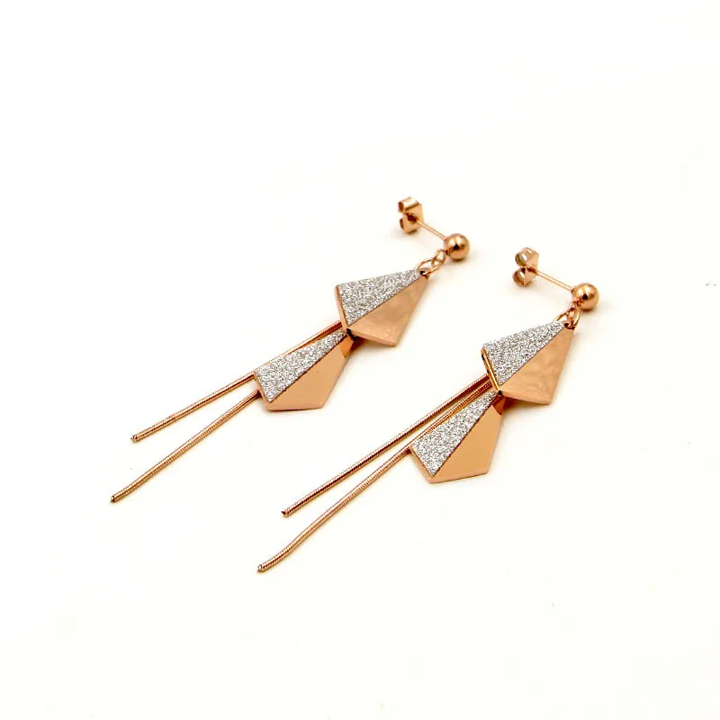 

Titanium steel studs, steel ball, double fan snake chain earrings, teardrop-shaped earrings, fashion jewelry wholesale