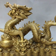 Bi002383 1" Китайский Латунь Талисман Украшения Благоприятный Dragon Ball Сокровищ Чаша Статуя