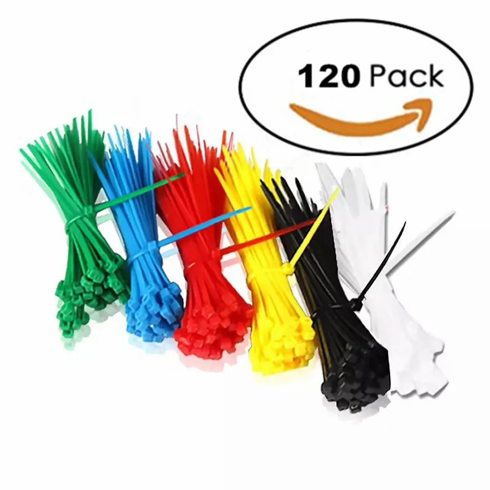 

Xingo 8 Inch Nylon Cable Zip Ties with Self-Locking 6 Colors 120Pieces Assorted