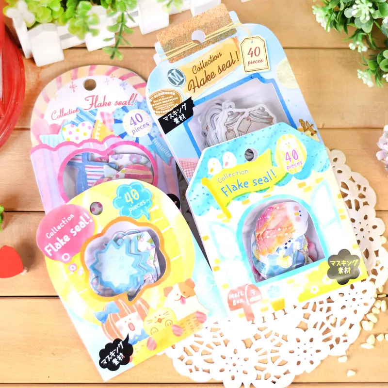 

(40 sheets/pack) Kids Stickers Pack Kawaii Sticker Flakes DIY Stickers Srapbooking