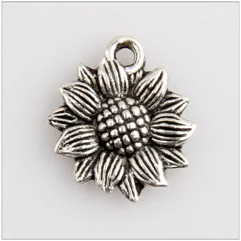 

35pcs horticultural plant sunflower Tibetan silver jewelry pendant jewelry making charm