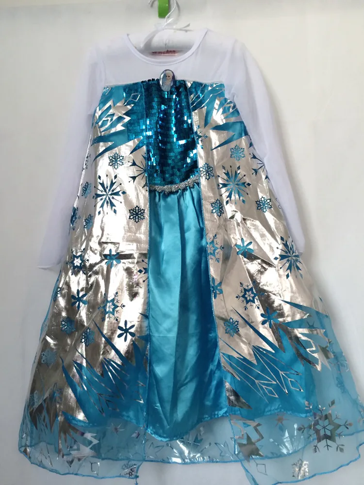 Girls Dresses Summer 2016 Girl Dress Children clothing Anna Blue Movie Dress + Red Cape Girl Princess Dresses Cosplay Costumes children dress