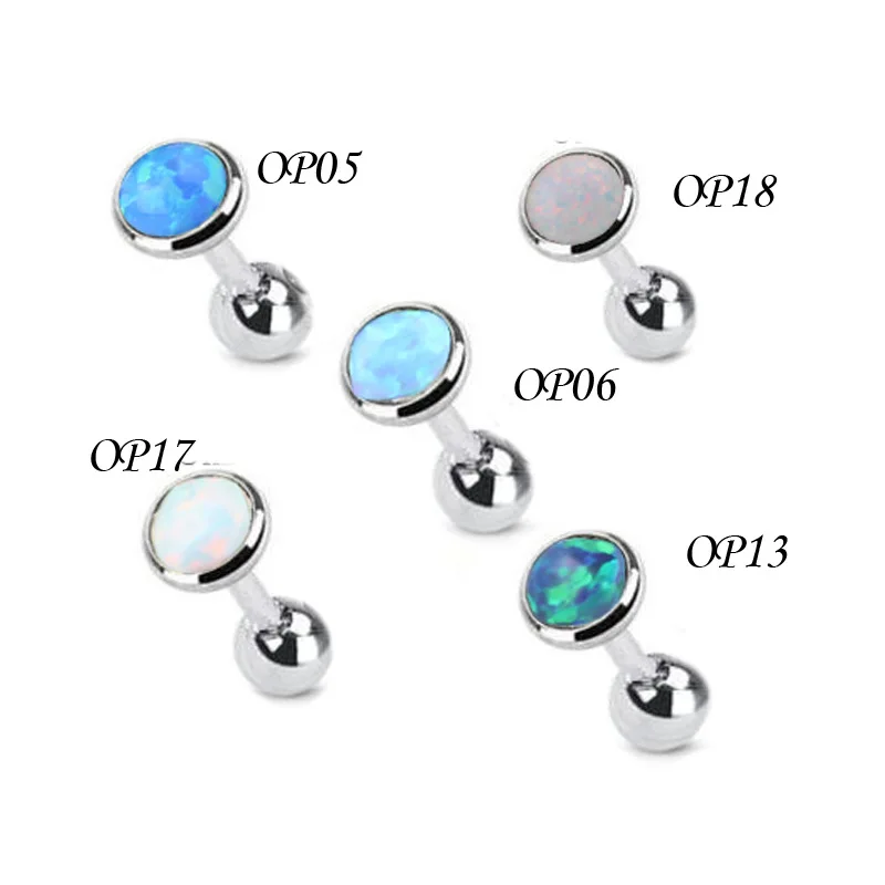 1Pc Titanium Steel Cartilage Earrings Women Opal Stone Ear Stud