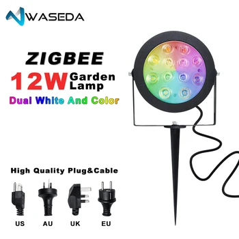 

WASEDA ZIGBEE licht link LED tuin lamp outdoor licht 12 w RGB CCT warm wit AC110-240V werken met Amazon alexa echo ZIGBEE3.0