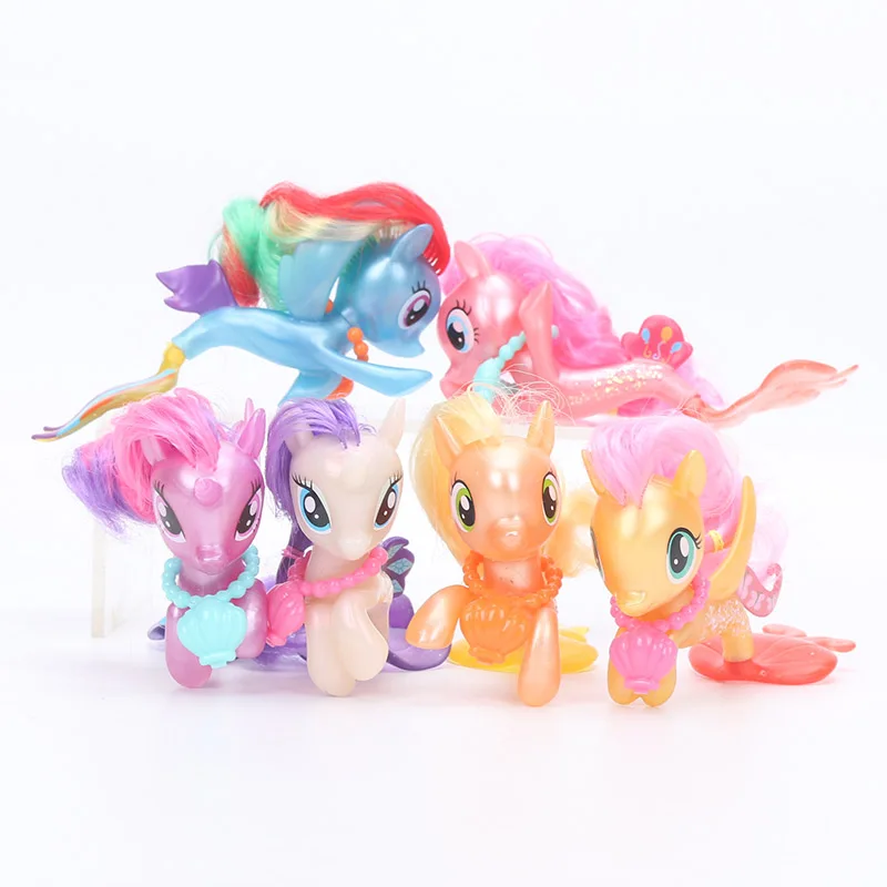 Новый фильм My Little Pony Fluttershy Rarity Pinkie Pie Seapony ПВХ Фигурки блестящие пони