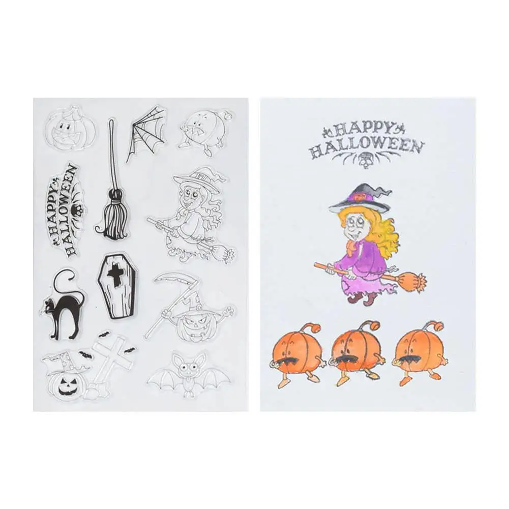 

Halloween Transparent Stamp DIY Hand Book Album Scrapbook Decoration Silicone Seal