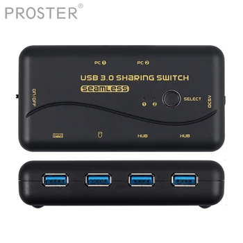 

Proster USB 3.0 Seamless Sharing Switch 2 Computers Share 4 USB Hub Devices USB Switcher Box Support Keyboard Mouse Switching