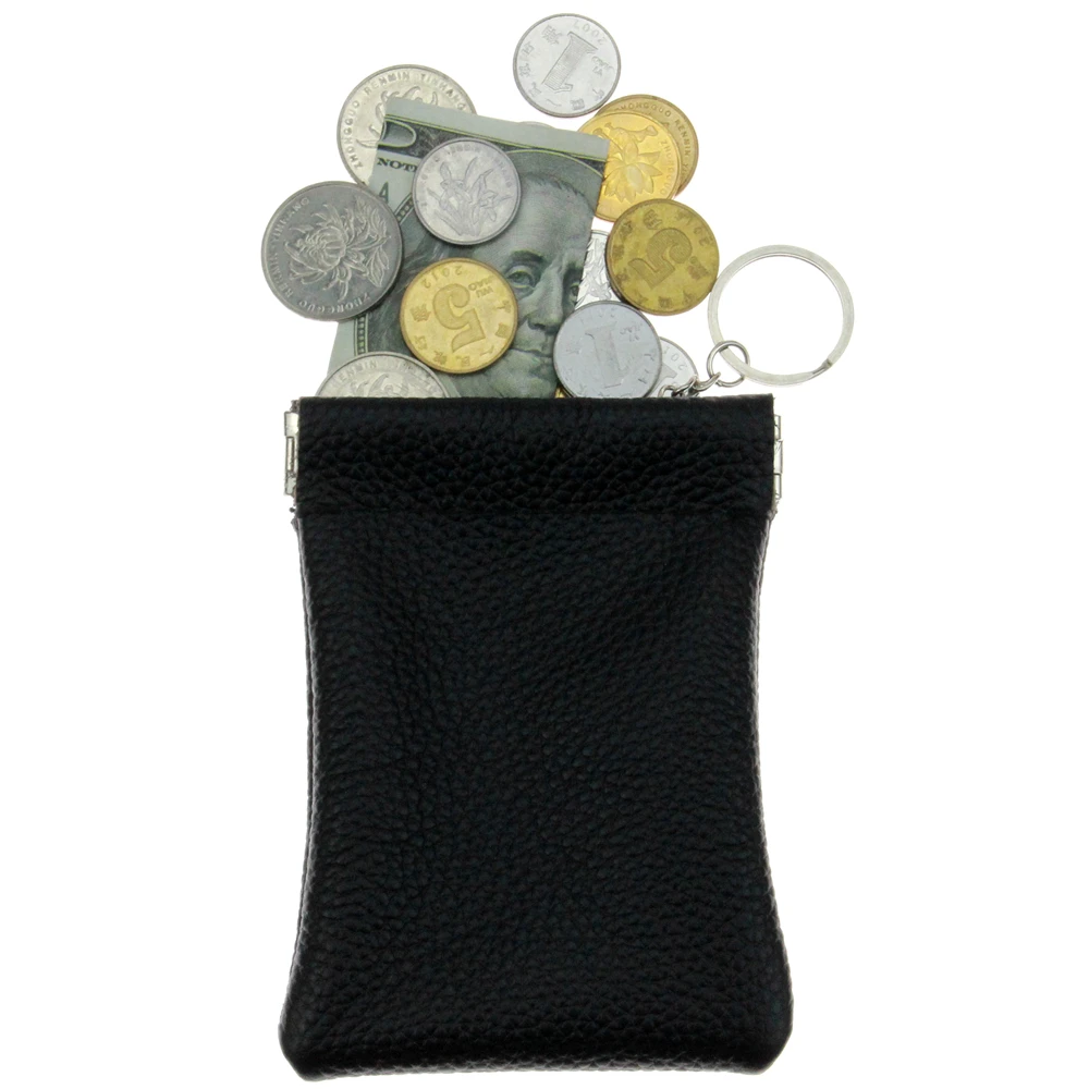 Cowhide Genuine Leather Coin Purse Women Men Small Keychain Key Ring Wallet Money Change Bag Business Credit Card Holder Pouch | Багаж и