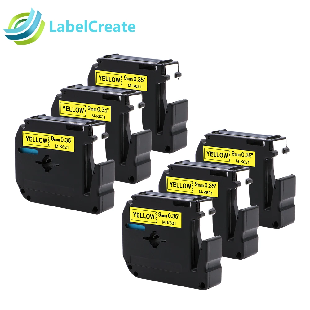 6 Packs MK621 Compatible Label Tape for Brother Label Printers M K621