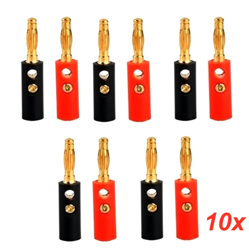 

10pcs Audio Speaker Screw Banana Gold Plate Plugs Connectors 4mm Accessories --M25