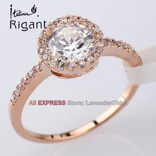 B1-R686 Italina Rigant Simulated Gemstone Fashion Ring 18KGP CZ Pave Prong-set Jewelry Size 5.5-9