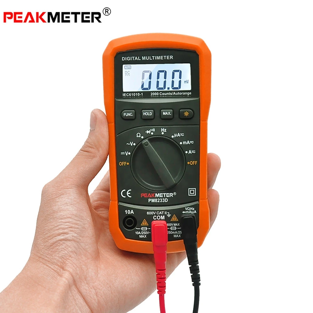 

PEAKMETER Digital LCD Multimeter PM8233D DC AC Multifunction 2000 Counts Multimeter Voltmeter Ammeter Frequency Meter Ohm Tester