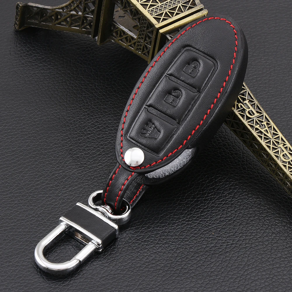 VCiiC Car Genuine Leather Remote Control Car Keychain Key Cover Case