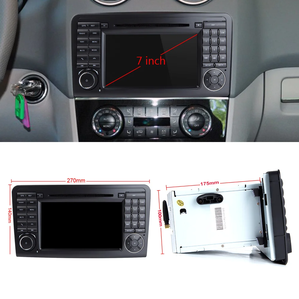 Excellent Eunavi 2 Din Android 8.0 WiFi GPS Navi Octa 8 Core Blotooth Stereo Car DVD Player For Benz ML CLASS W164 ML300 ML350 ML450 ML500 1