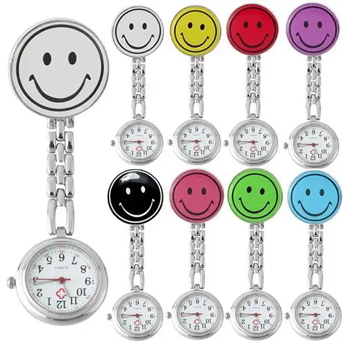Womens Lady Cute Smile Face Quartz Clip-on Brooch Nurse Pocket Watch Gift hot sa Womens Lady Cute Smile Face Quartz Clip-on Brooch Nurse Pocket Watch Gift hot sa