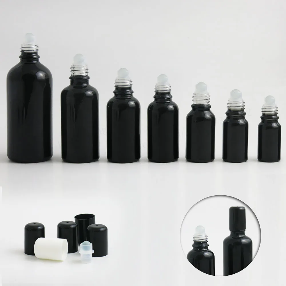 200 x 5ml Refillable Matt Black Glass Roll on Bottle Glass Eesential