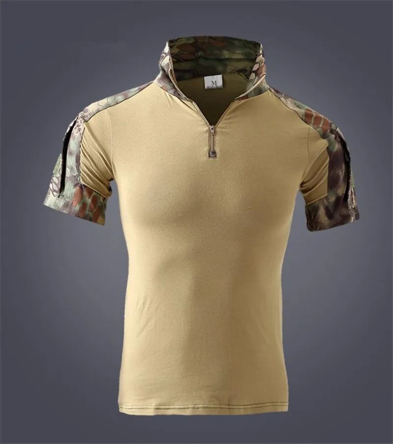 Mege Лето тактический камуфляж Охота боевая рубашка Для Мужчин Армия MultiCam Военная Униформа форма короткие поло Сват Пейнтбол Одежда
