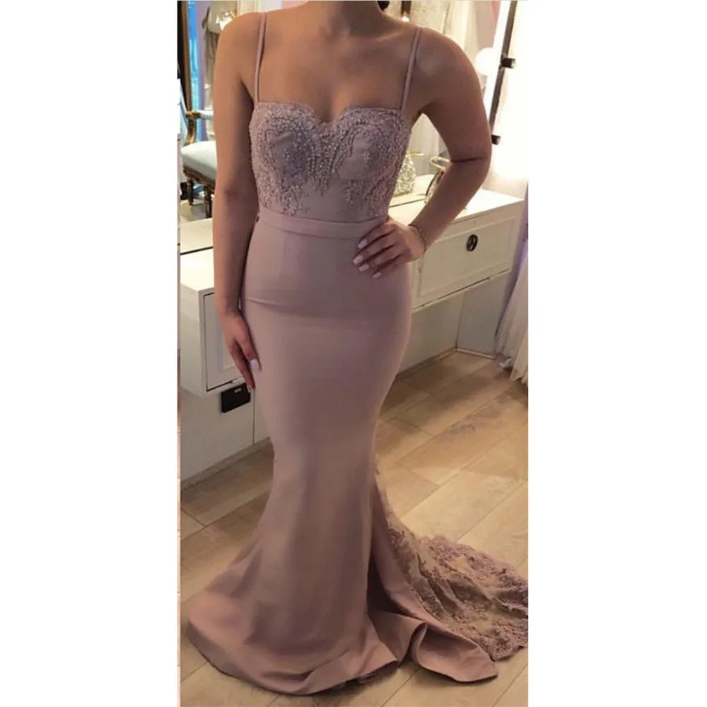 Elegant Lace Appliques Sweetheart Mermaid Backless Bridesmaid Dresses2