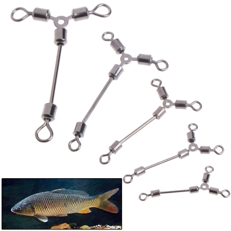 

10pcs/lot 3 Way Fishing Swivels Long Leg O Shape Swivel Fishing Tackle Connector