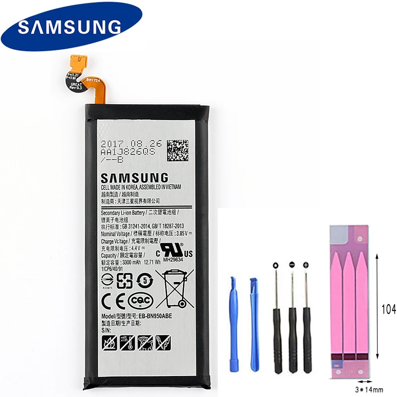 100% Original Battery EB-BN950ABE For Samsung Galaxy Note 8 N9500 N9508 SM-N950F Note8 Replacement batteries | Мобильные телефоны и