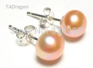 

Genuine 7-8MM AAA Pink Pearl 925 Silver Earring Studs