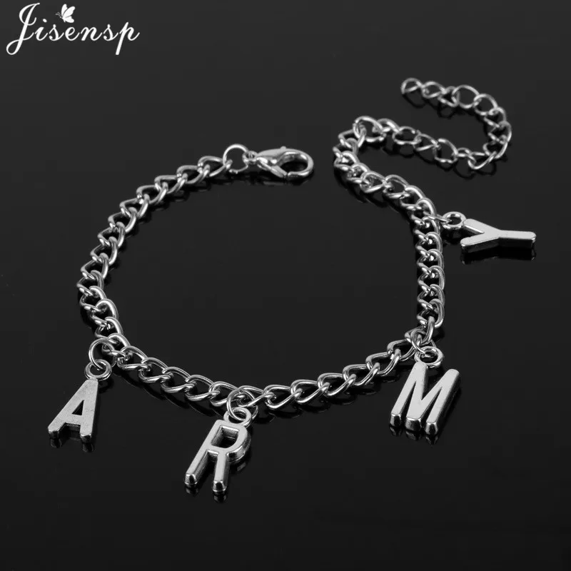 

Jisensp Hot KPOP Bangtnn Boys Jin SUGA j-hope Jimin Charm Letter Bracelet for Women ARMY Word Bracelets & Bangles Anklet Jewelry