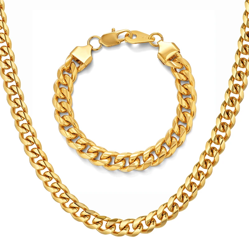

Hip Hop 5mm/8mm/10mm Stainless Steel Curb Cuban Chain Necklace Bracelet Boys Mens Fashion Chain Dragon Clasp Jewelry Sets U1399