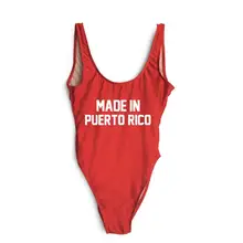 Сделано в пуерто-Рико купальный костюм женский купальник Цельный купальник с буквенным принтом Монокини боди с высоким вырезом
