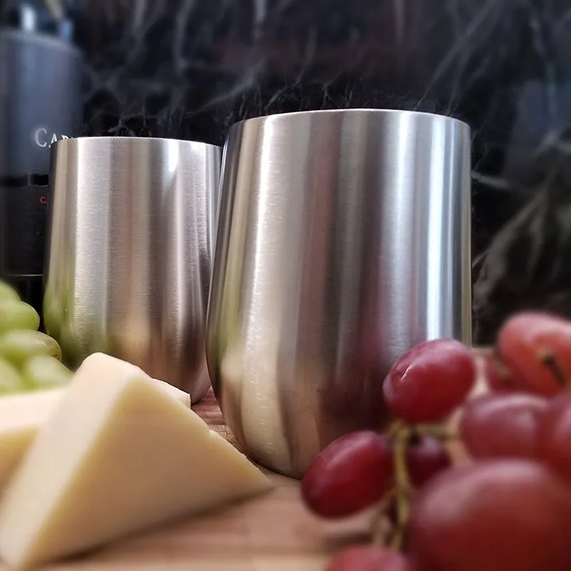 12oz stemless wine glass with lid 12oz stainless steel wine glass 304