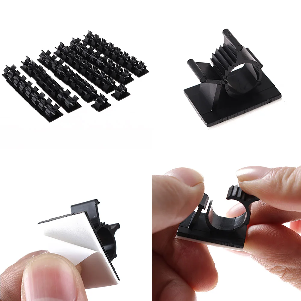 50Pcs Useful Firm Plastic Cable Clips Self Adhesive Cord Management