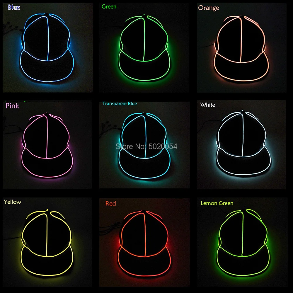 GZYUCHAO EL светящийся в темноте хип-хоп светящийся кепка хип-хоп светящаяся Кепка бейсбольная EL головной убор с каркасом Мужские Танцевальные бейсболки