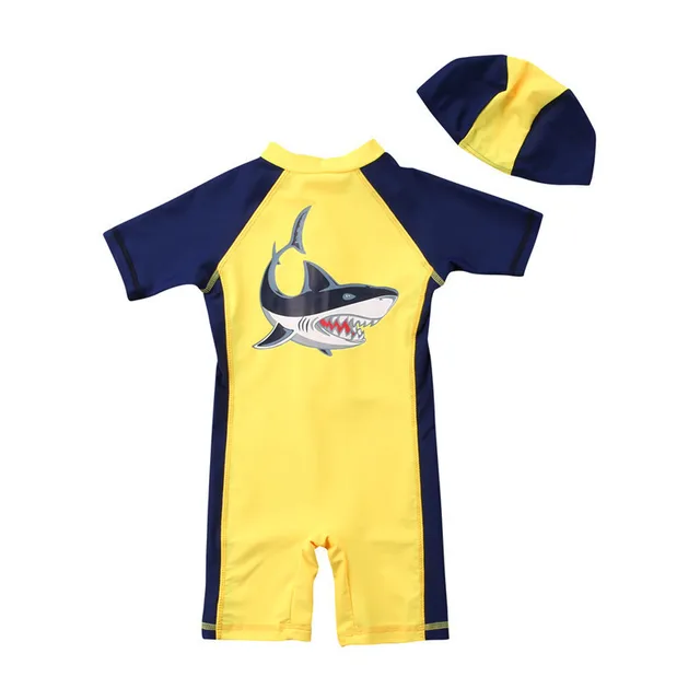 Best Price Summer New Baby Kids Boys Shark Beach Swimwear Hat Swimsuit Clothes Swimming Costume