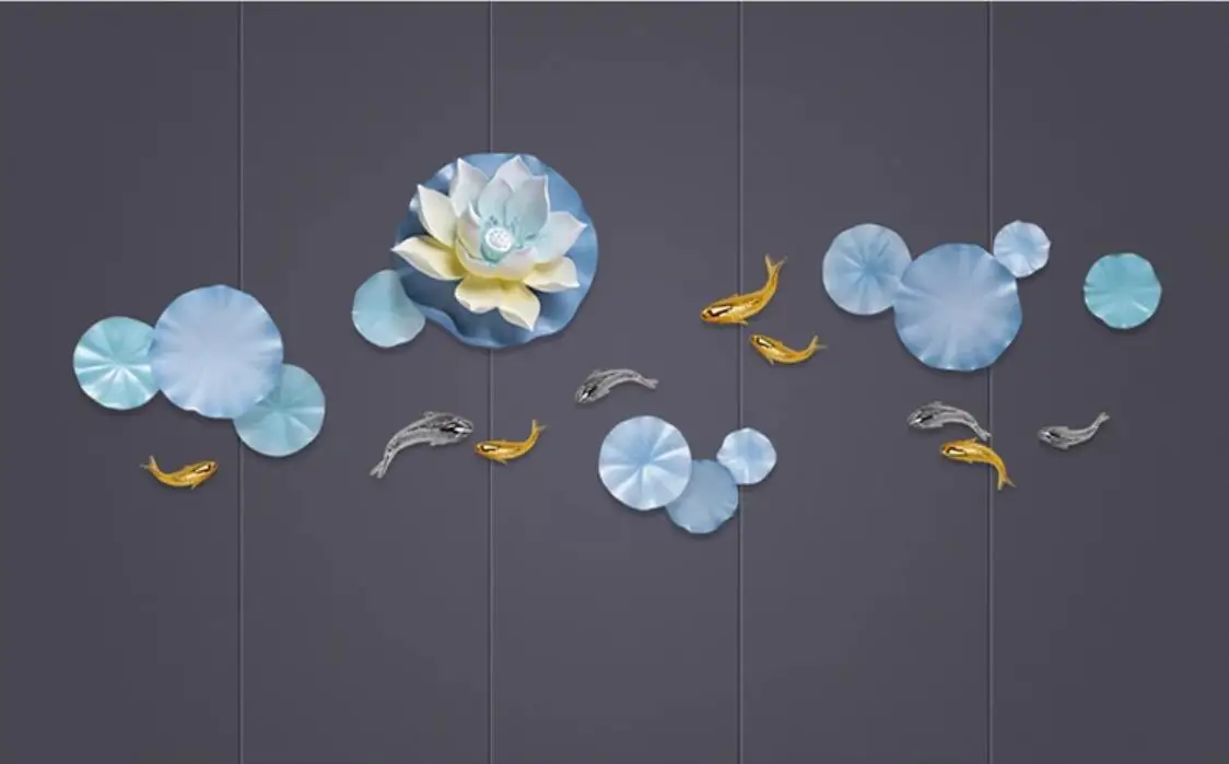 Lotus Koi Обои Настенная бумага рулоны с темным фоном художественные настенные