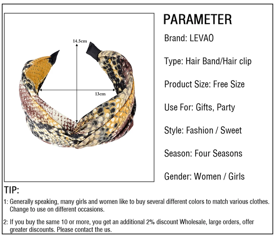 LEVAO леопардовая повязка для головы с принтом крест широкий Размер ободок тюрбан женские элегантные аксессуары для волос для девушек обруч для волос головной убор