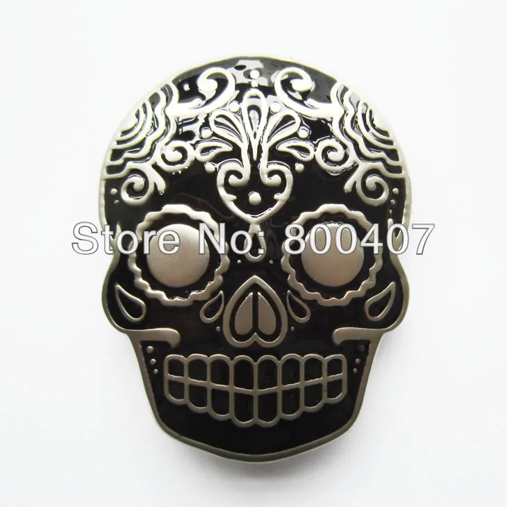 

Retail Distribute Vintage Black Tattoo Skull Belt Buckle BUCKLE-SK027BK Free Shipping