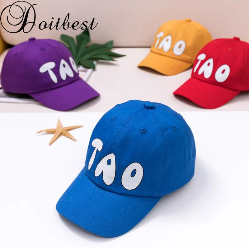 

Doitbest curving brim Child Baseball Cap Hip Hop TAO Letters kids Sun Hat spring Boys Girls Caps snapback hats