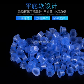 

11mm tattoo inkcups Caps 100pc Plastic Tattoo Pigment Ink Cup Self-standing Large Size dark blue Cup Supply tattoo Free Shipping