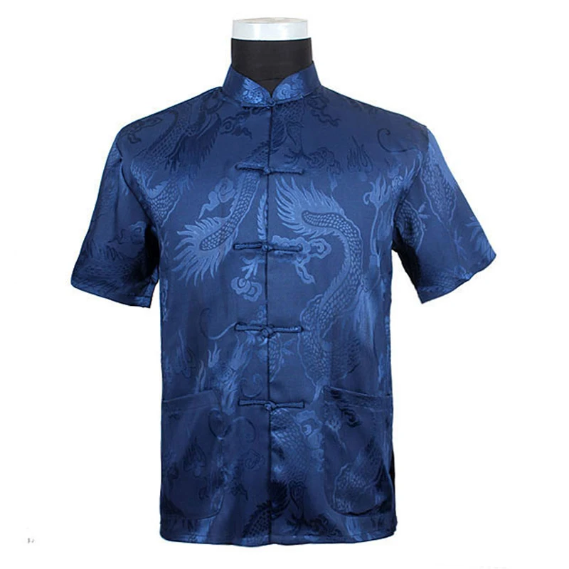 Men Chinese Style Shirt Traditional Dragon Kung Fu Tops M L XL XXL 3XL