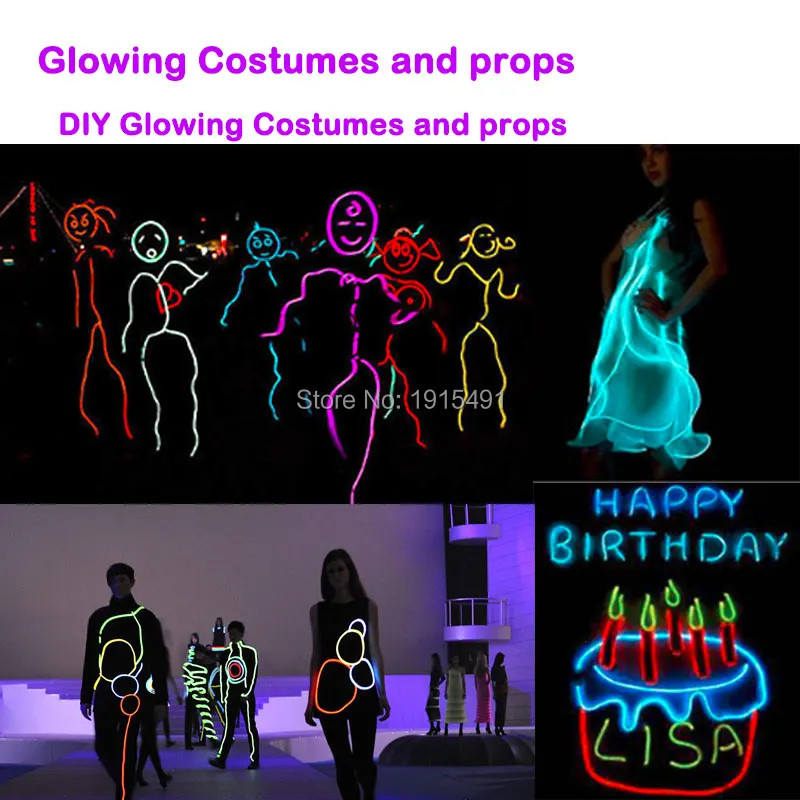 Rave вечерние костюмы 5 шт. 2,3 мм EL Rope тюбик праздничный Декор неоновая Светодиодная лента Diy светящаяся Карнавальная маска питание от аккумулятора
