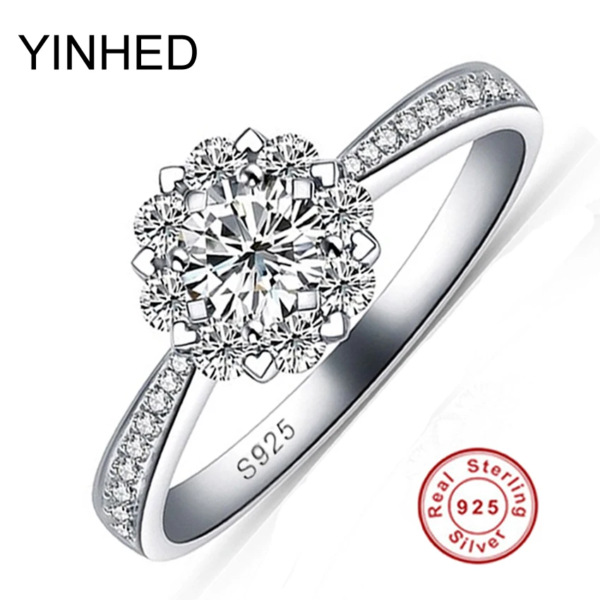 Romantic Snow Flower CZ Diamant Wedding Rings for Women 100 Pure 925 Solid Silver Ring Bridal