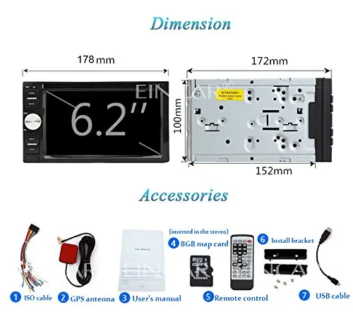 Flash Deal 6.2"Double 2 DIN Car GPS Player Bluetooth Touch Screen Car Stereo DVD Navigation Player in Deck Headunit ipod FM/AM Autoradio 5