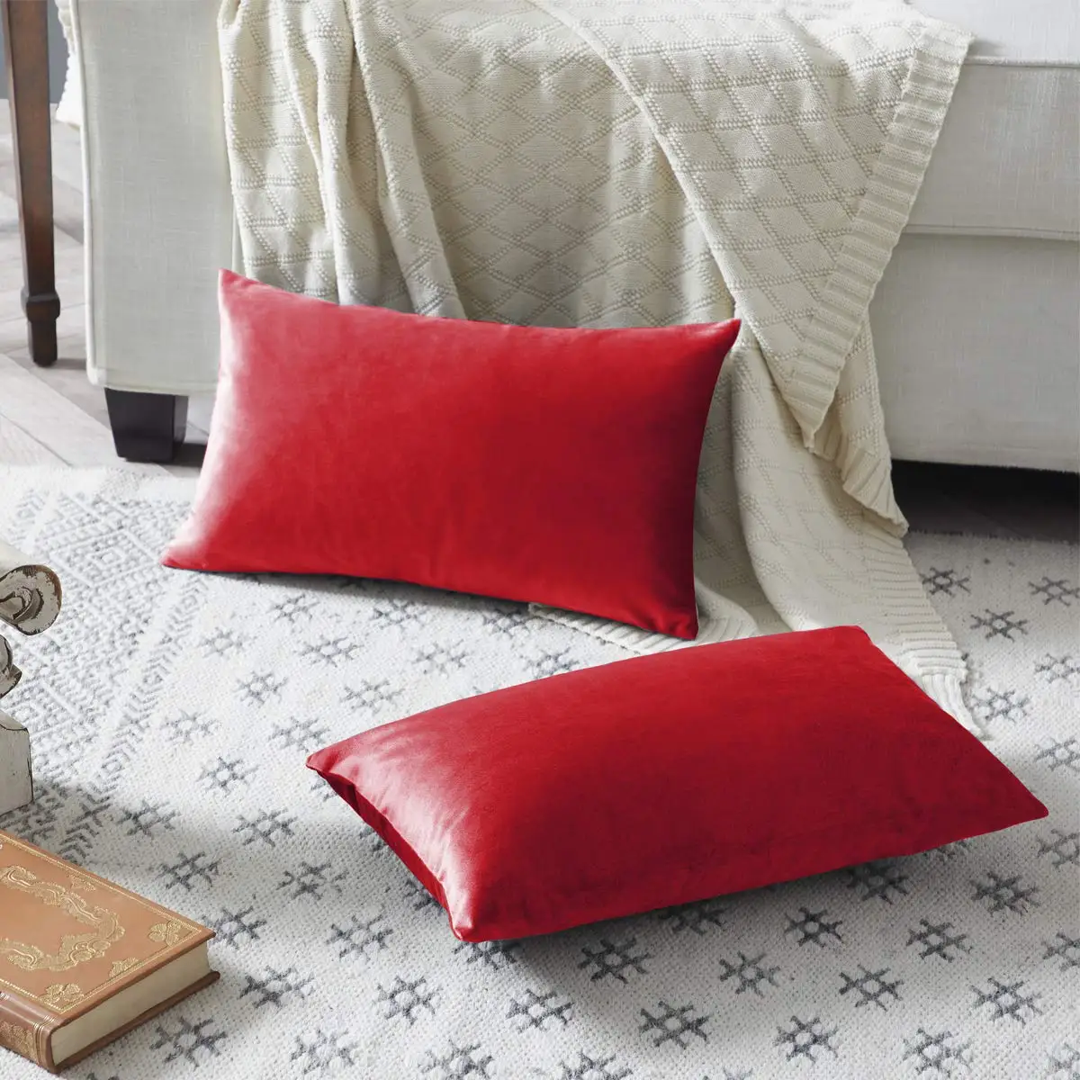 Домашний декор бархатные квадратные прямоугольные поясничные подушки для дивана, подушка с наполнителем для спальни, подушки для дивана