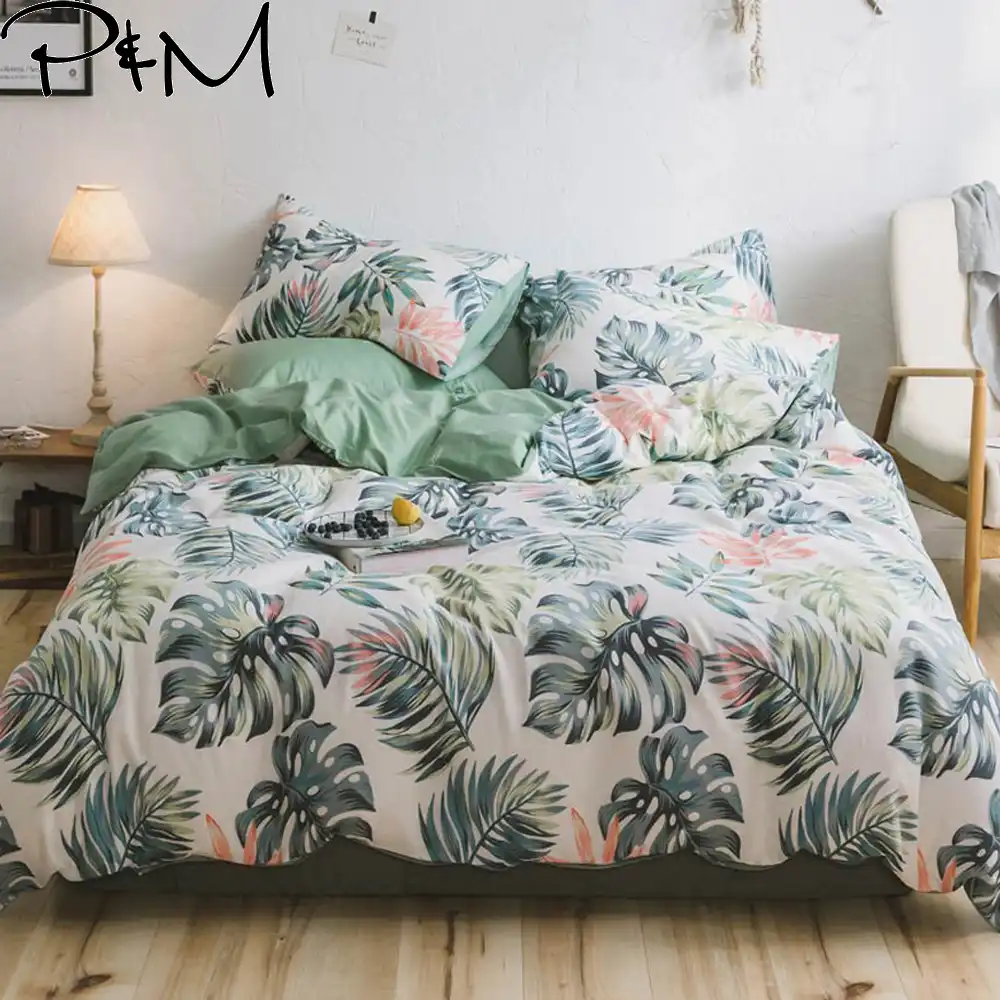 Papa Mima Banana Leaf Plant Pattern Bedding Sets Cotton Twin