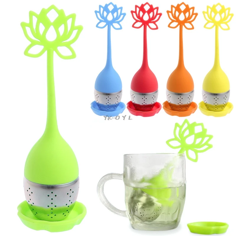 

Unique Cute Tea Strainer Silicone Lotus Loose Tea Infuser Stainless Steel Filter Teapot for Tea & Coffee Drinkware Strainer Gift