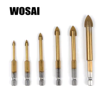 

WOSAI Glass Marble Porcelain Spear Head Ceramic Tile Drill Bits Set 6 pcs 4/5/6/8/10/12mm 1/4" Hex Shank Spade Drill Bit