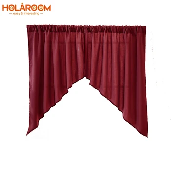 

Solid Color Rod Curtain Brief Short Curtains Home Living Room/Children Room/Hotel Decor Countryside Style Rod Pocket Curtains