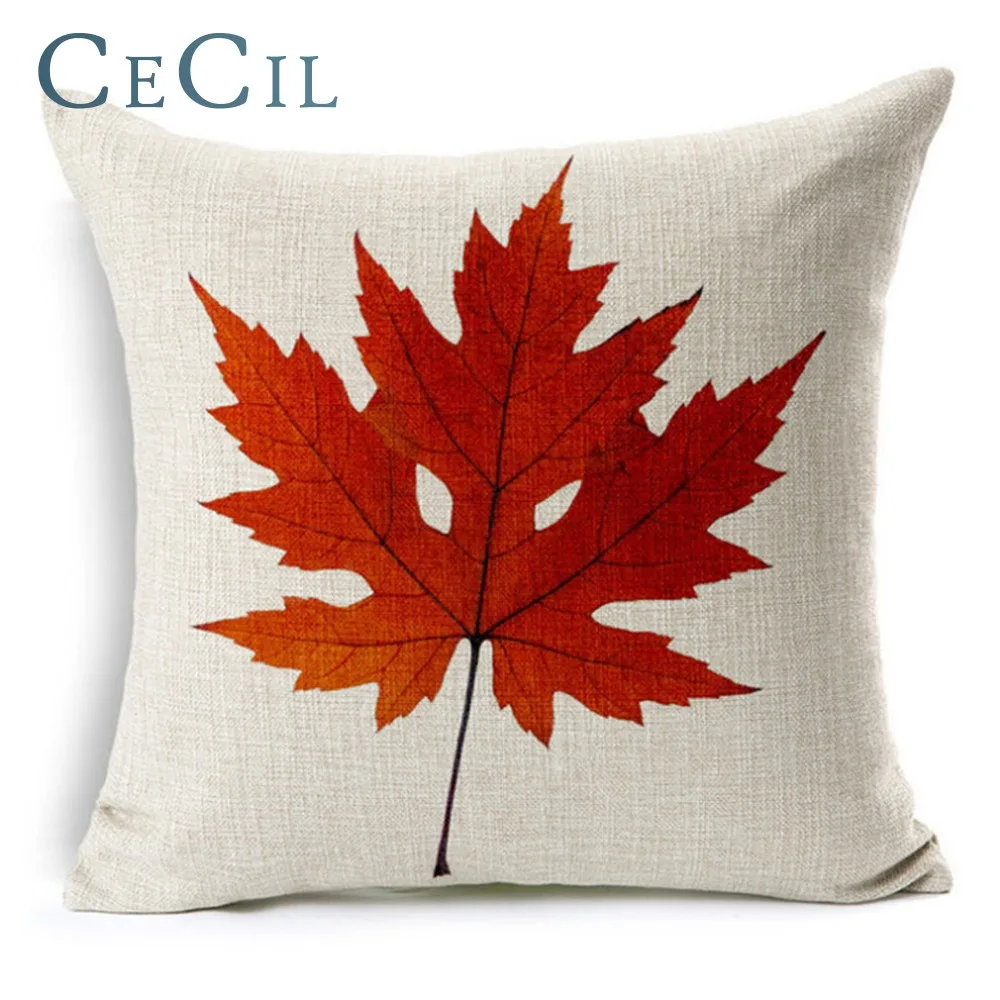 

Maple Leaves Cotton Linen Decorative Home Pillow Cover Sofa Cover Cushion Waist Pillow Casual Comfortable Pillow Cover